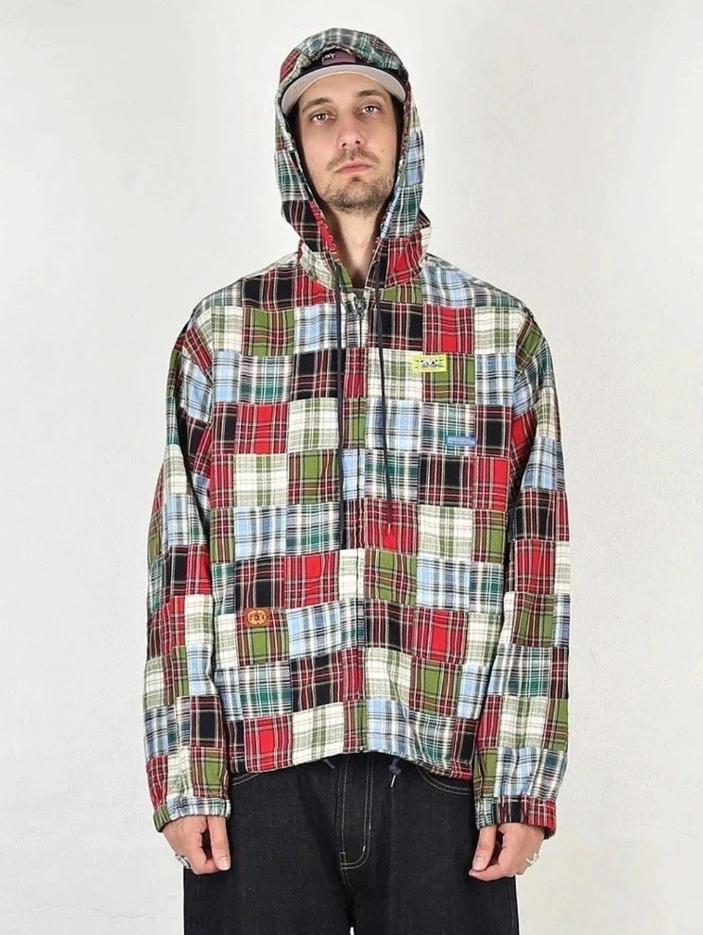 Punkandyo Plaid Zip Up Hoodie Size M